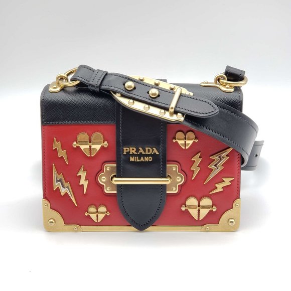 Prada Handbags - 100% Authentic Prada Cahier Leather Red Shoulder Bag